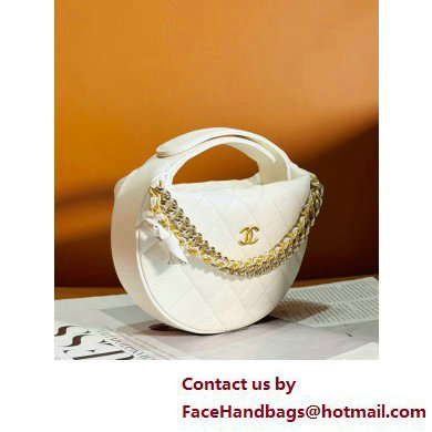 Chanel Grained Shiny Calfskin  &  Gold-Tone Metal Pouch Bag AP3943 White 2025